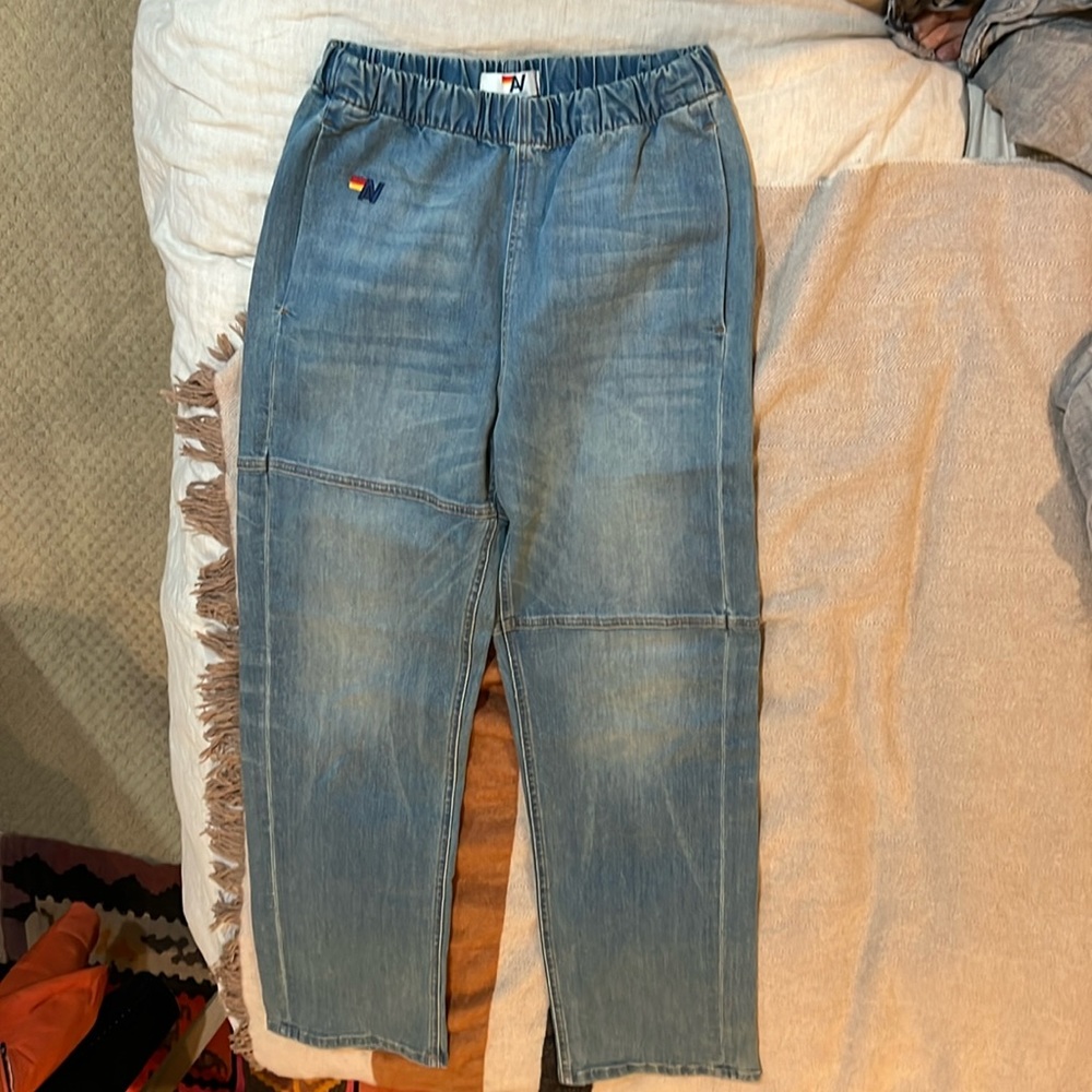 Aviator Nation Relaxed Midrise rancher denim pants size S